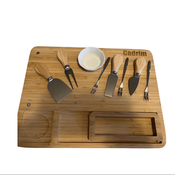 New in Box Bamboo Cheese Board Set Stainless Steel Knife, Charcuterie Platter - Picture 5 of 6